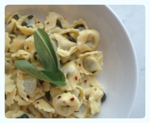 Beef Tortellini with Brown Butter, Red pepper and Sage