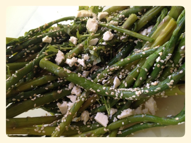 Ottolenghi Asparagus and Samphire with Toasted Sesame Seeds