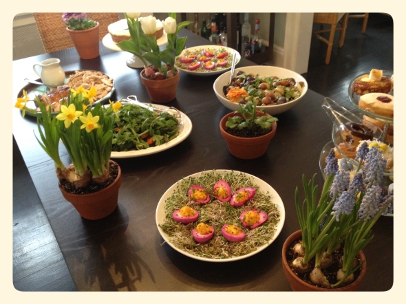 Spring Easter Party Food and Table Decor
